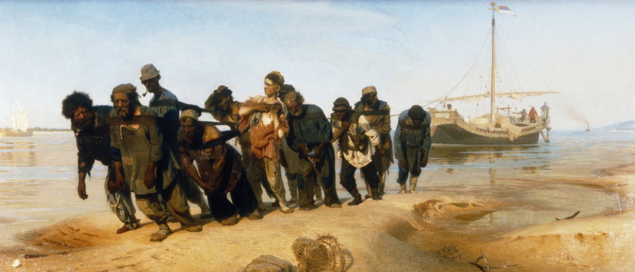 Proomukuljetusalukset Volgalla (Venäjä) tekijältä Ilya Efimovich Repin