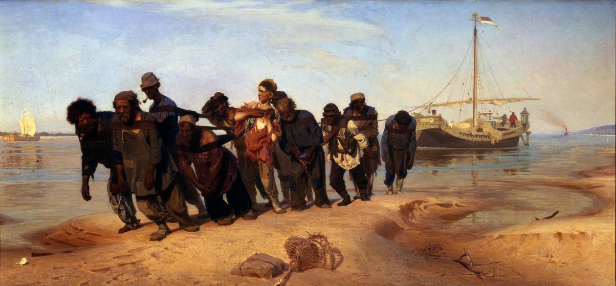 Proomukuljettajat Volgalla, 1872-1873 tekijältä Ilya Efimovich Repin