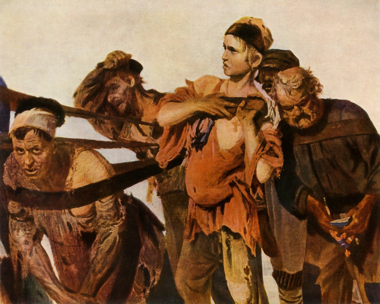 "Yksityiskohta Volgan burlakeista", 1870-1873, 1965. tekijältä Ilya Efimovich Repin