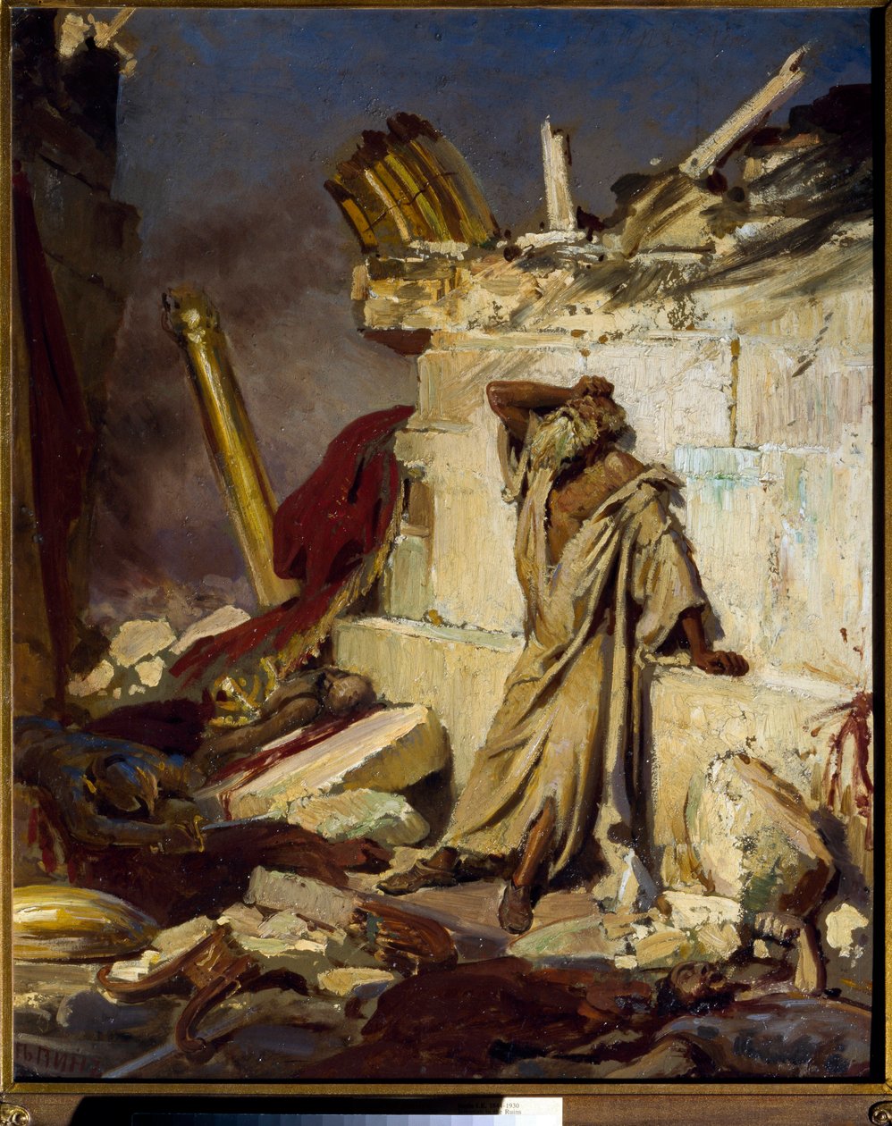 ""Jeremie suree Jerusalemin tuhoa"" Ilja Jefimovitš Repinin (Ilia Repin) (1844-1930) maalaus 1870, koko 91,3x75 cm Valtion Tretjakovin galleria, Moskova tekijältä Ilya Efimovich Repin