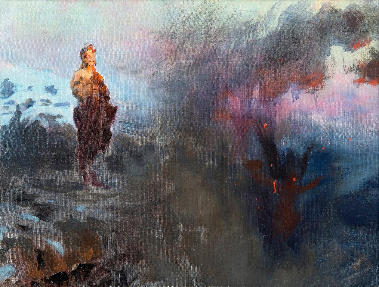 La tentation du Christ - Kristuksen kiusaus - Peinture de Ilya Yefimovich Repin (1844-1930), - Öljy kankaalle, 47x60 - Yksityiskokoelma tekijältä Ilya Efimovich Repin