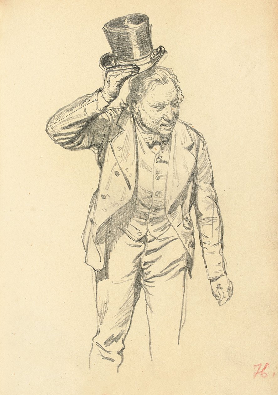 Mies kallistaa hattua, c. 1872-1875 tekijältä Ilya Efimovich Repin