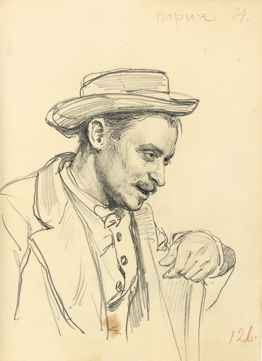 Mies, jolla on hattu profiilissa, c. 1872-1875 tekijältä Ilya Efimovich Repin