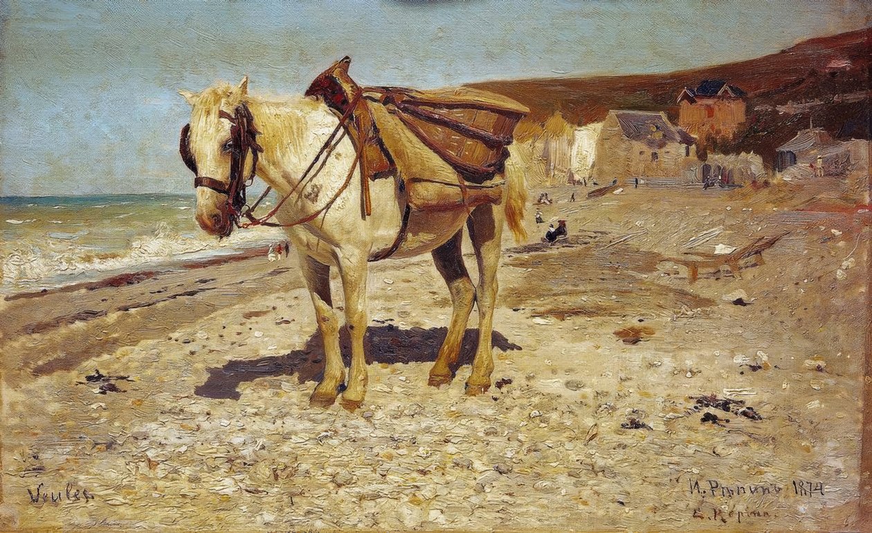 Hevosella ratsastamaan kivillä Veulesissa tekijältä Ilya Efimovich Repin