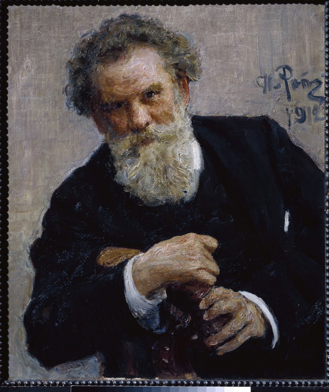 Muotokuva kirjailija Vladimir Korolenkosta (1853-1921). (Muotokuva kirjailija V. Korolenko). Ilja Jefimovitš Repinin (Ilia Repin) (1844-1930) maalaus öljy kankaalle tekijältä Ilya Efimovich Repin