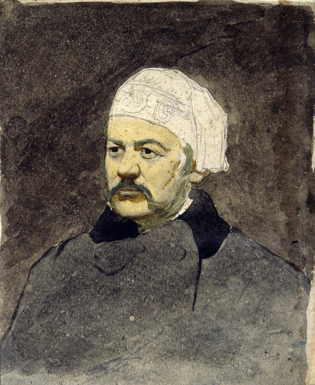 Muotokuva venäläisestä säveltäjästä Mihail Ivanovitš Glinkasta (1804-1857) (Michail I. Glinka) - Ilja Jefimovitš Repinin (1844-1930) maalaus, akvarelli pahville (28x23 cm), noin 1870 - I. Repinin muistomuseo Penates, lähellä Pietari (Venäjä) tekijältä Ilya Efimovich Repin