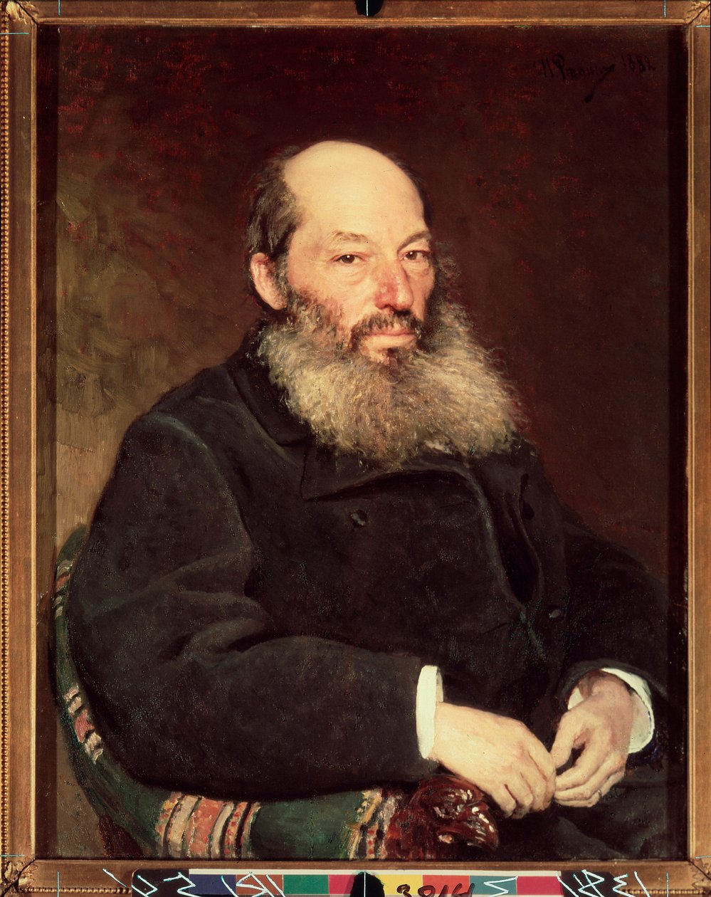 Runoilija Afanasi Afanasievich Fetin (Foeth) muotokuva (Afanassi Afanasievich Chenchine) (1820-1892). Ilja Repinin (Ilia Repin) (1844-1930) maalaus öljy kankaalle tekijältä Ilya Efimovich Repin