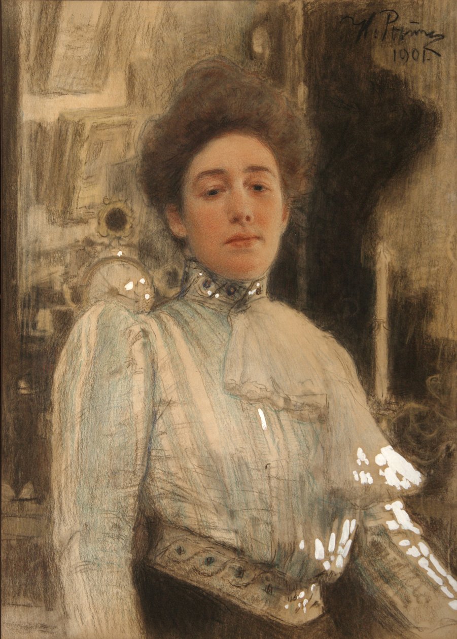 Alexandra Pavlovna Botkinan muotokuva 1867-1959, 1901 tekijältä Ilya Efimovich Repin