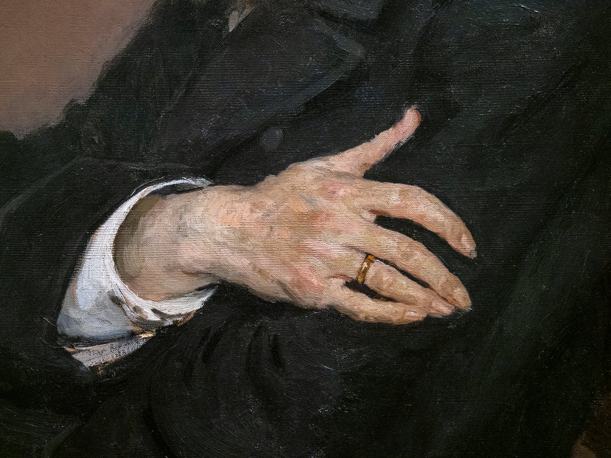 Pavel Mihailovich Tretjakovin muotokuva (yksityiskohta) tekijältä Ilya Efimovich Repin
