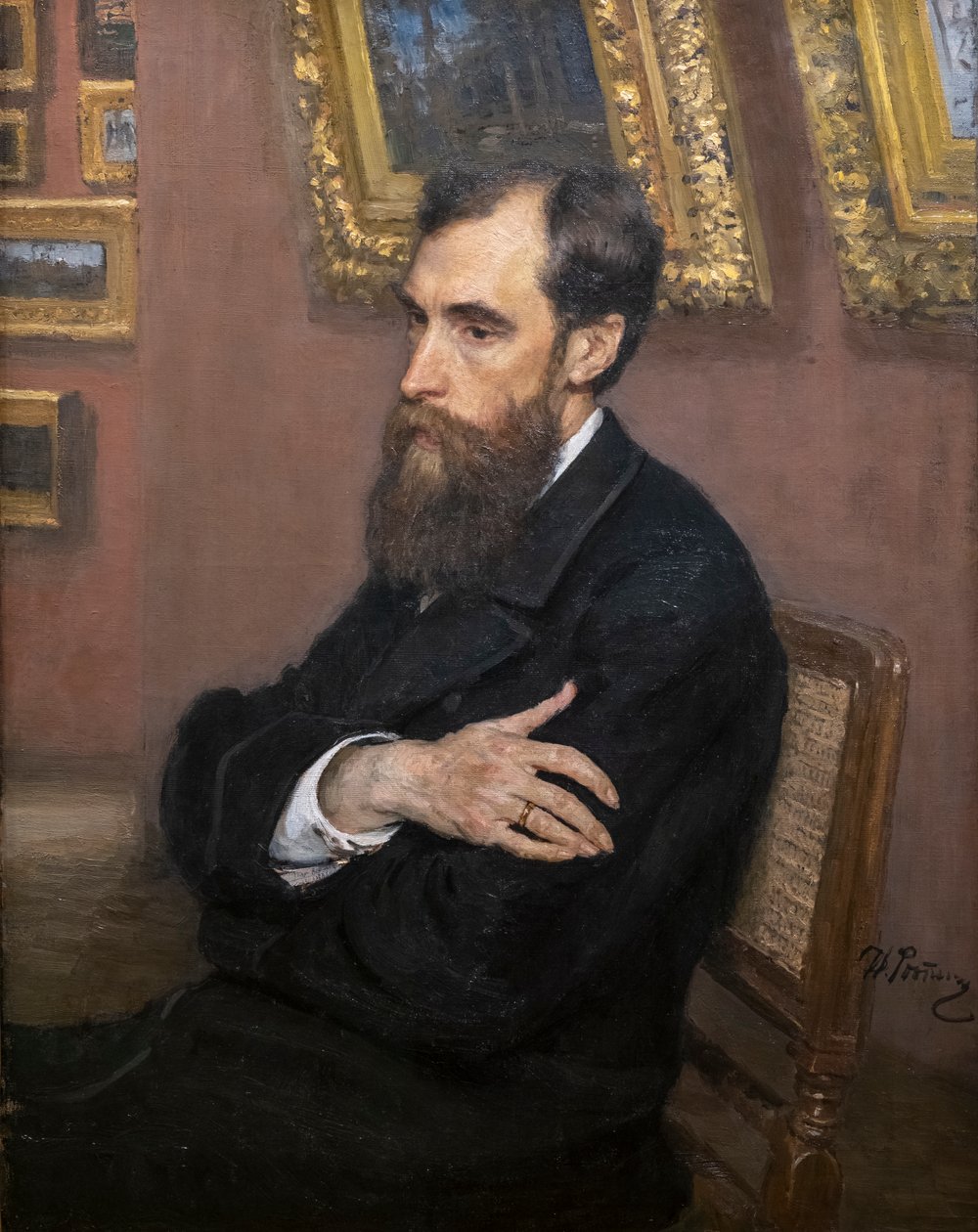 aPavel Mihailovich Tretjakovin muotokuva tekijältä Ilya Efimovich Repin