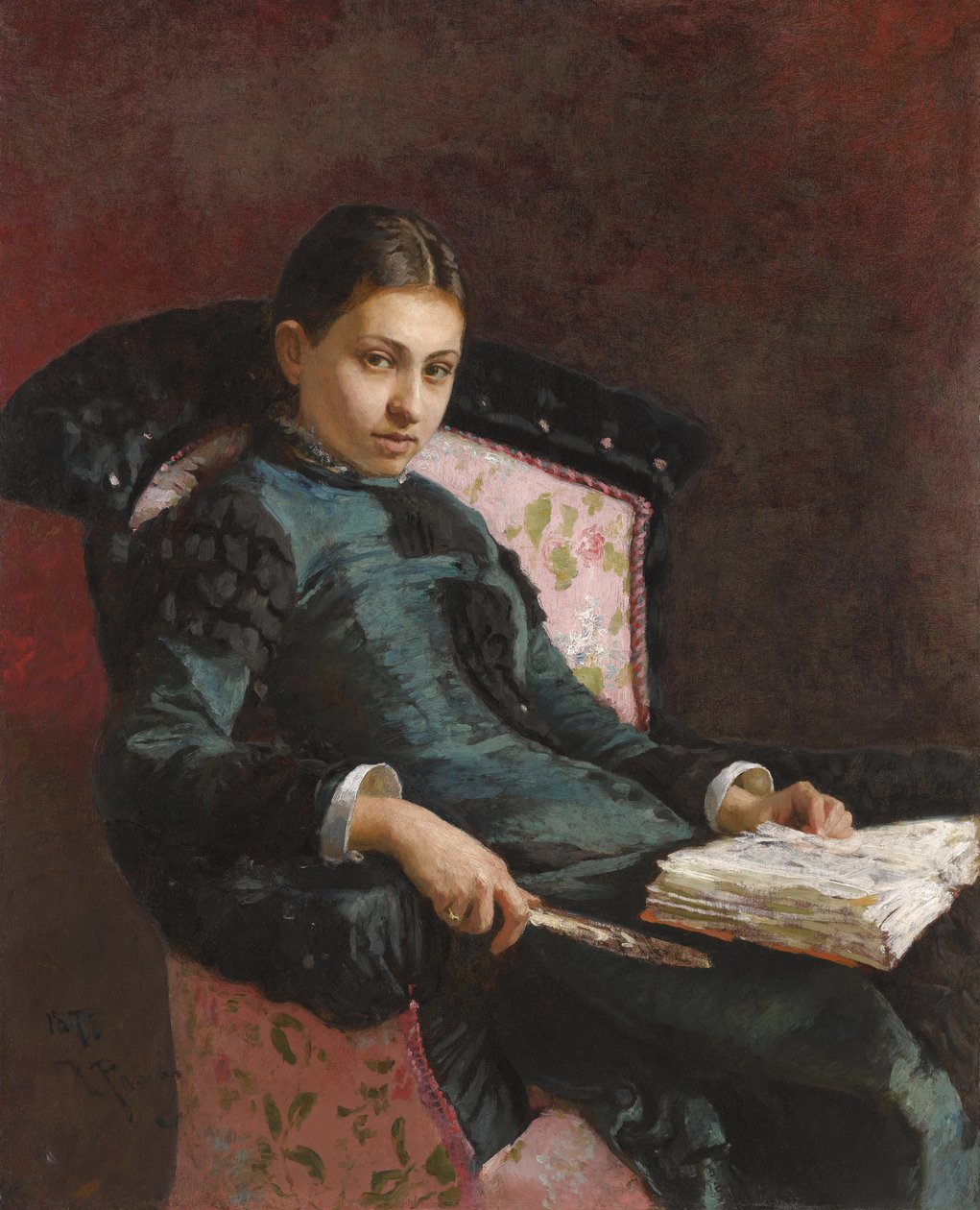 Taiteilijan vaimon Vera Repinan muotokuva, 1878 tekijältä Ilya Efimovich Repin