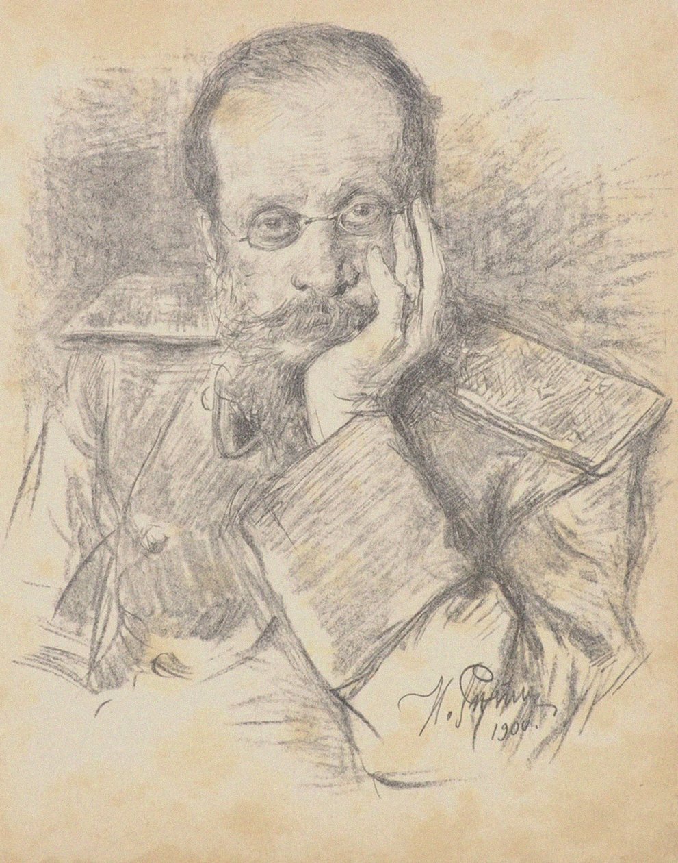 Säveltäjä César Antonovich Cuin muotokuva 1835-1918, 1900. tekijältä Ilya Efimovich Repin