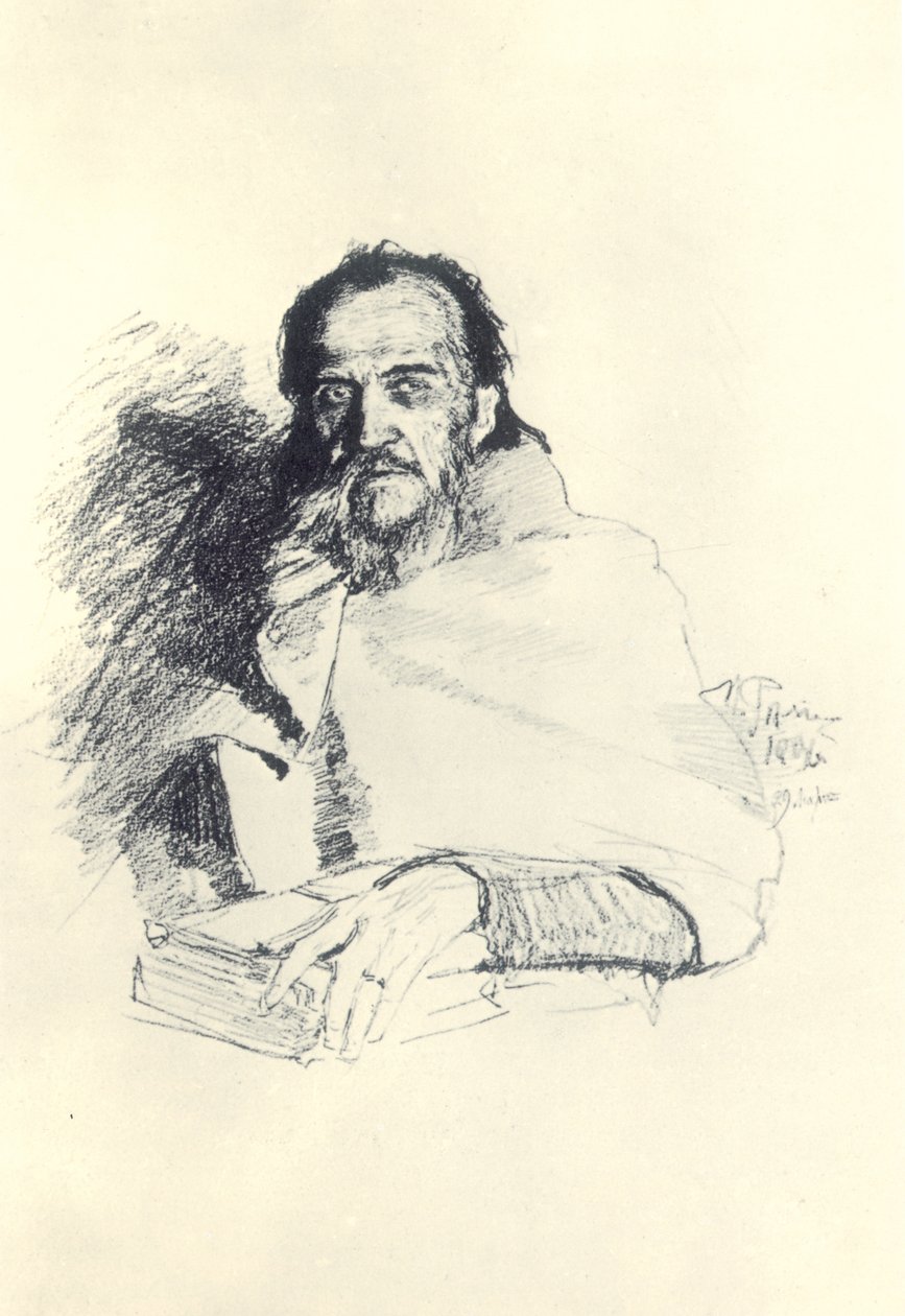 Runoilija Yakov Polonskyn muotokuva 1820-1898, 1896 tekijältä Ilya Efimovich Repin