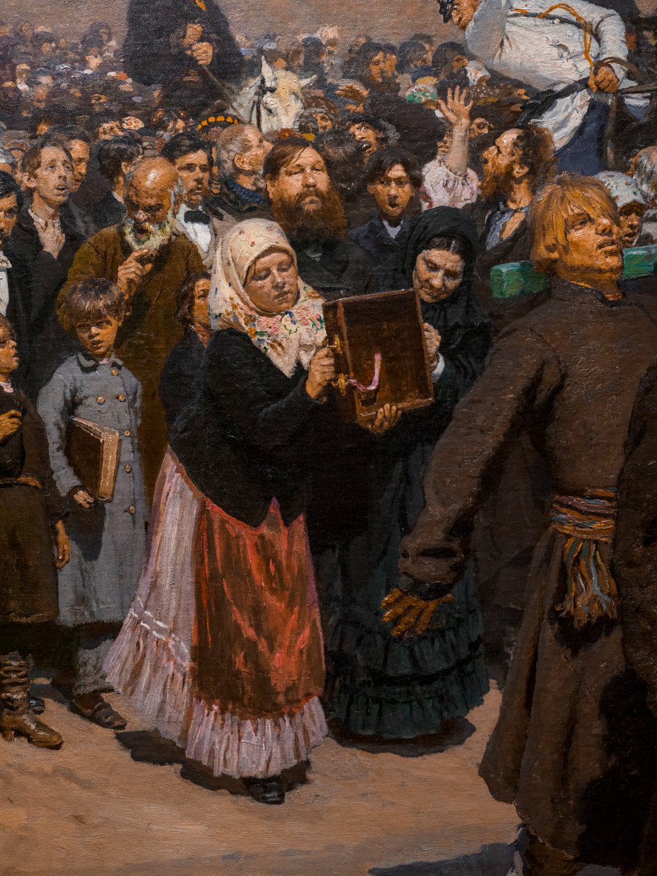 USKONNOLLINEN PROSESSIO KURSKIN MAAKUNNASSA (yksityiskohta) tekijältä Ilya Efimovich Repin