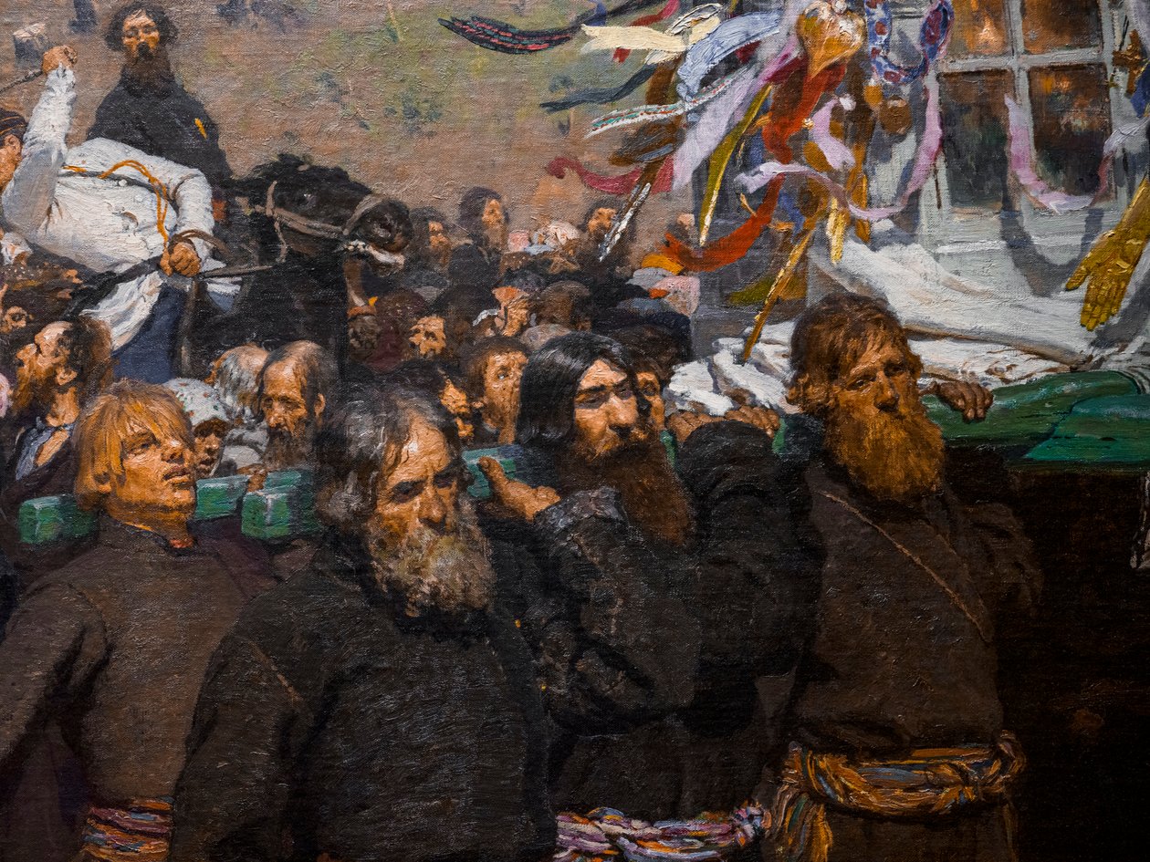 USKONNOLLINEN PROSESSIO KURSKIN MAAKUNNASSA (yksityiskohta) tekijältä Ilya Efimovich Repin
