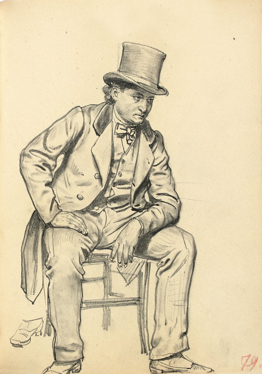 Istuva mies, käsi nojaa jalkaansa, n. 1872-1875 tekijältä Ilya Efimovich Repin