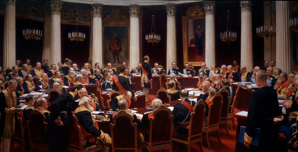 Valtioneuvoston juhlakokous 7. toukokuuta 1901 tekijältä Ilya Efimovich Repin