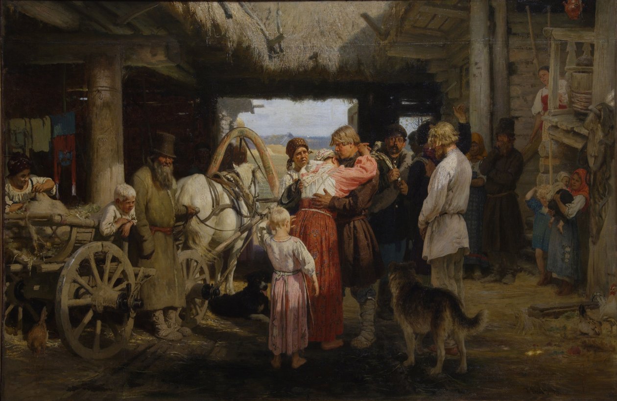 Rekrytoidun jäähyväiset, 1879 tekijältä Ilya Efimovich Repin