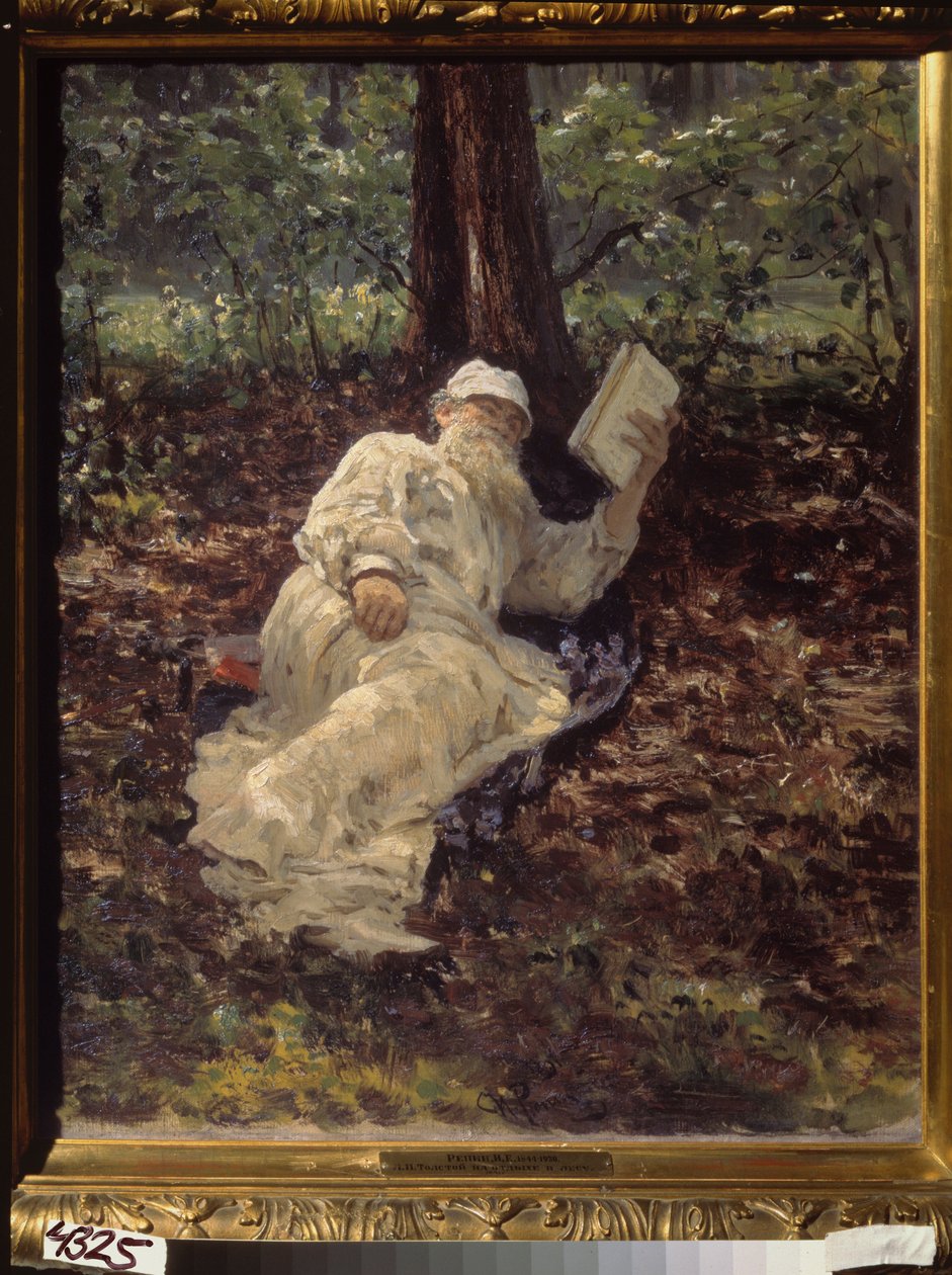 Tolstoi lepäämässä metsässä tekijältä Ilya Efimovich Repin