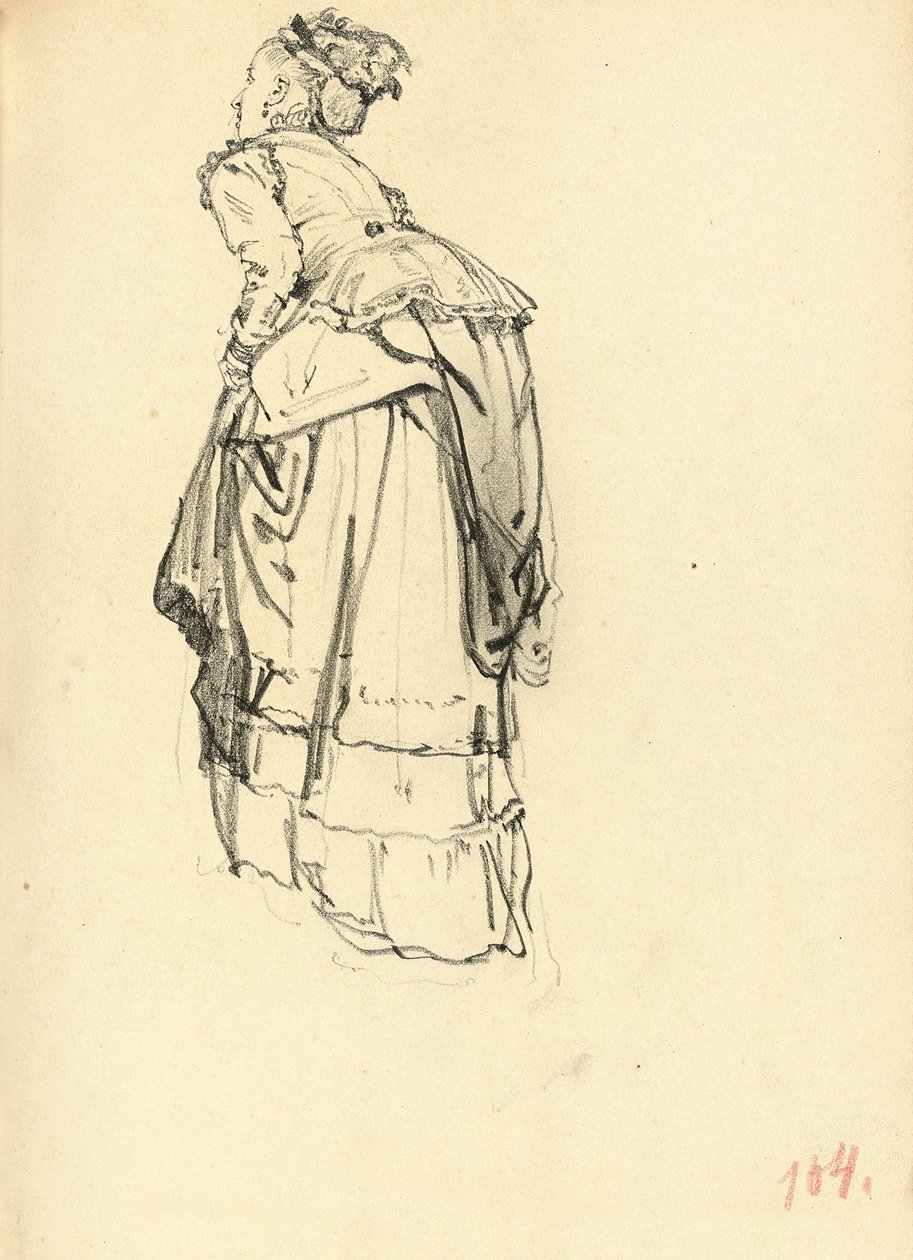 Nainen mekossa takaapäin, c. 1872-1875 tekijältä Ilya Efimovich Repin