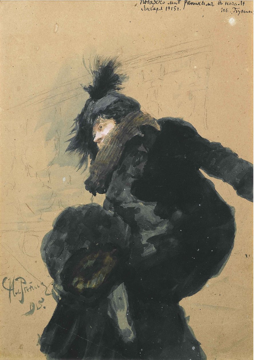 Nainen turkissa, 1915 tekijältä Ilya Efimovich Repin