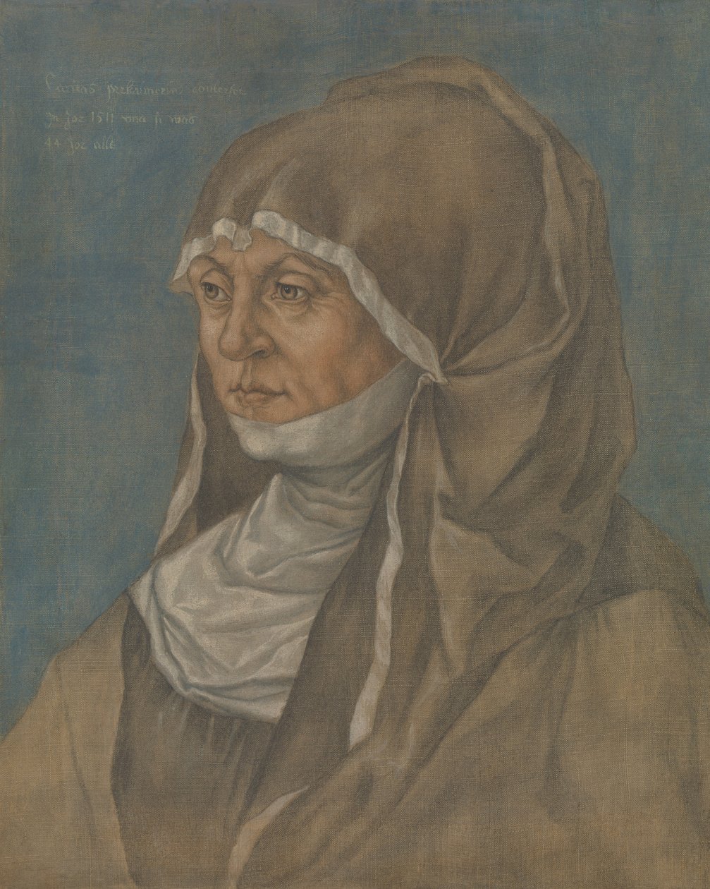 Caritas Pirckheimeriksi sanotun naisen muotokuva 1467-1532. tekijältä Imitator of Albrecht Dürer