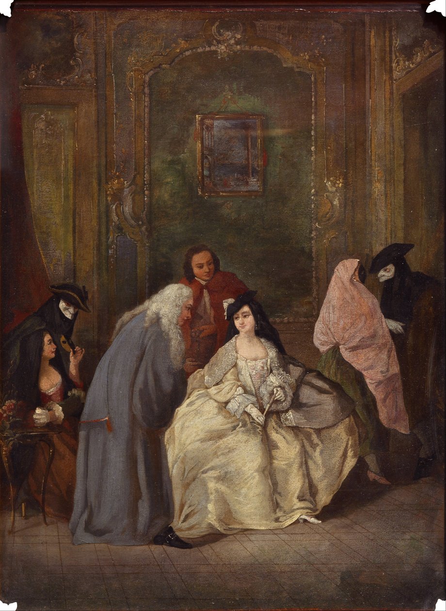Syyttäjän ja hänen vaimonsa kokous tekijältä Imitator of Pietro Longhi