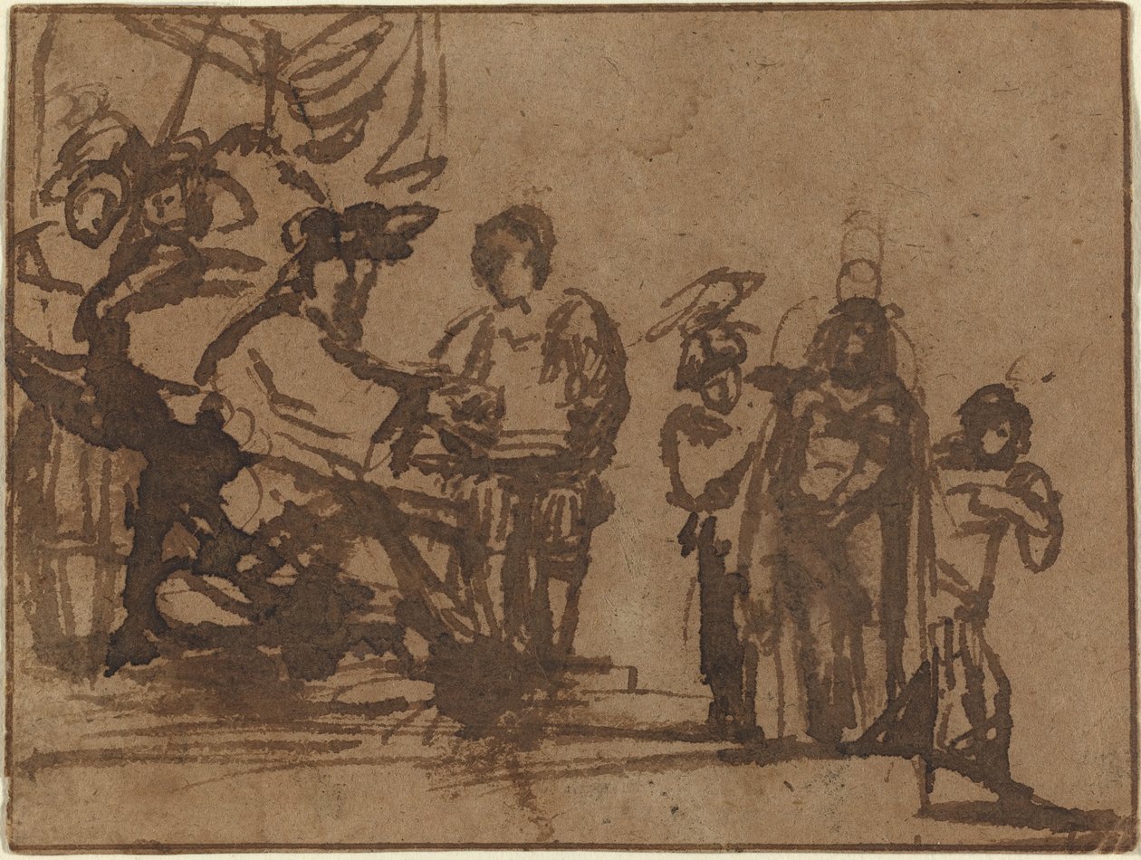 Kristus Pilatuksen edessä tekijältä Imitator of Rembrandt van Rijn