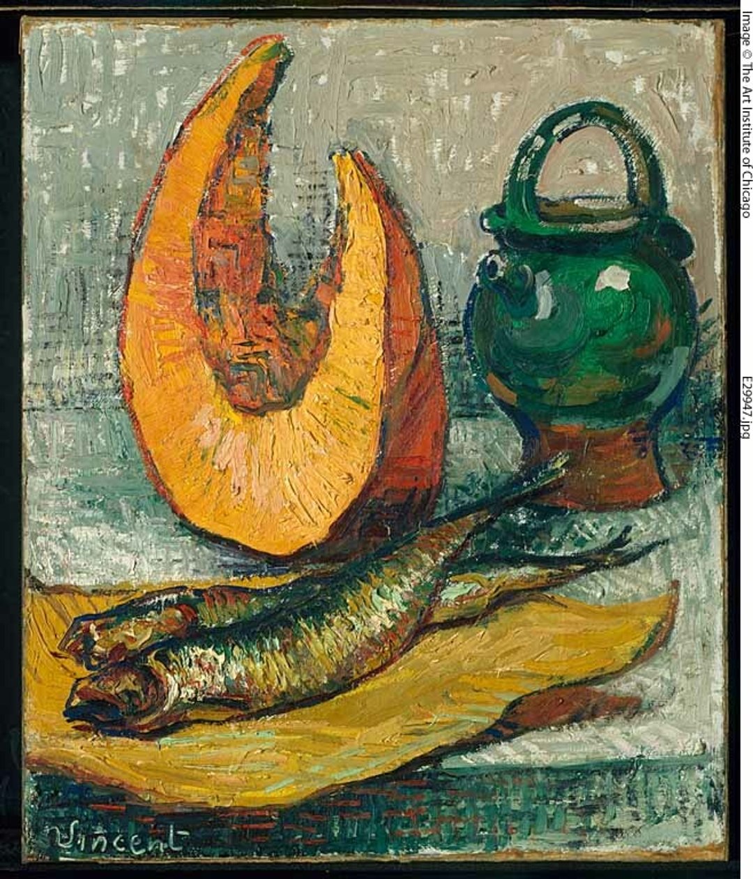 Asetelma: Meloni, kalapurkki tekijältä Imitator of Vincent van Gogh