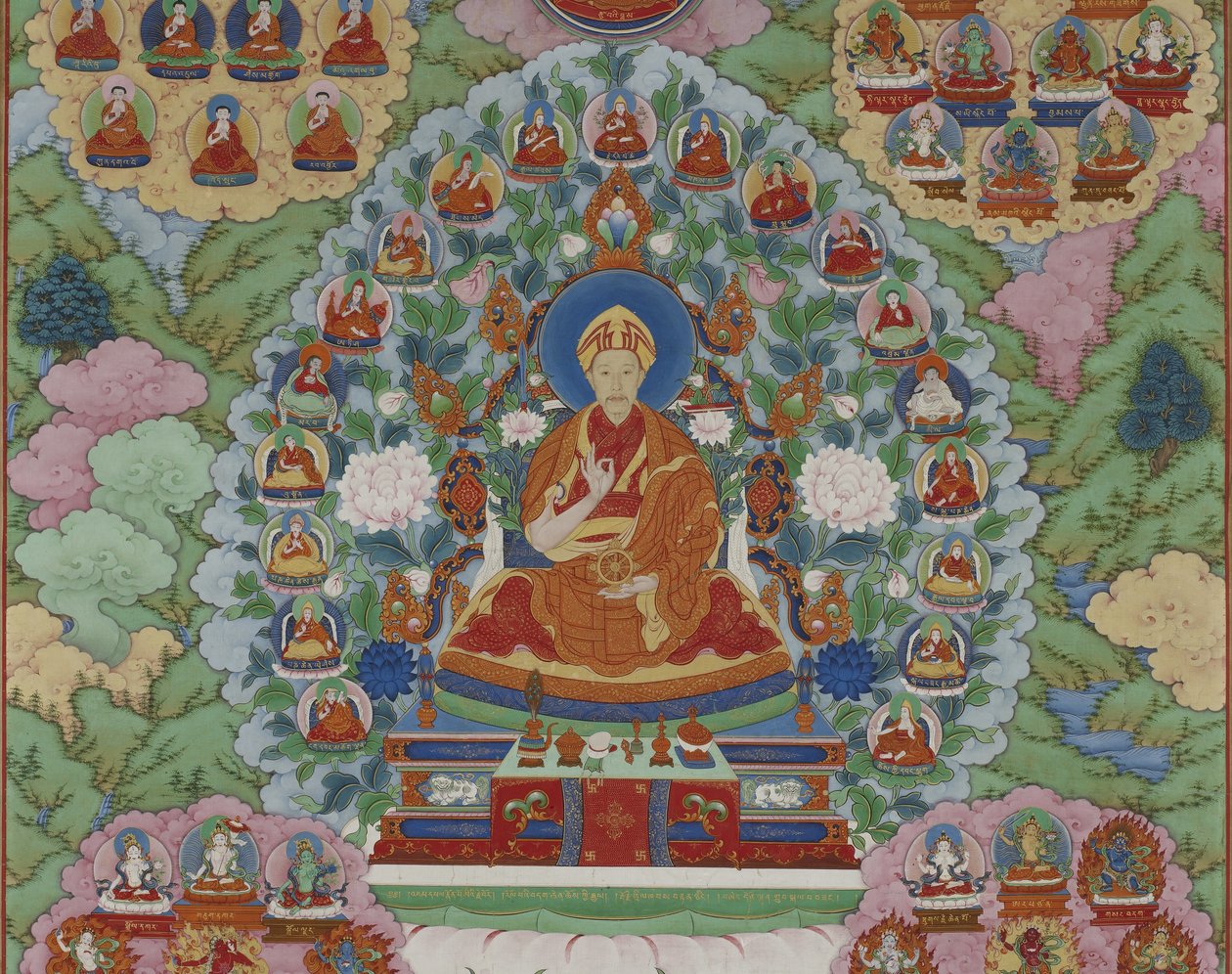 Yksityiskohta Qianlongin keisarilta Manjusri, viisauden bodhisattva, Qing-dynastia tekijältä Imperial Workshop