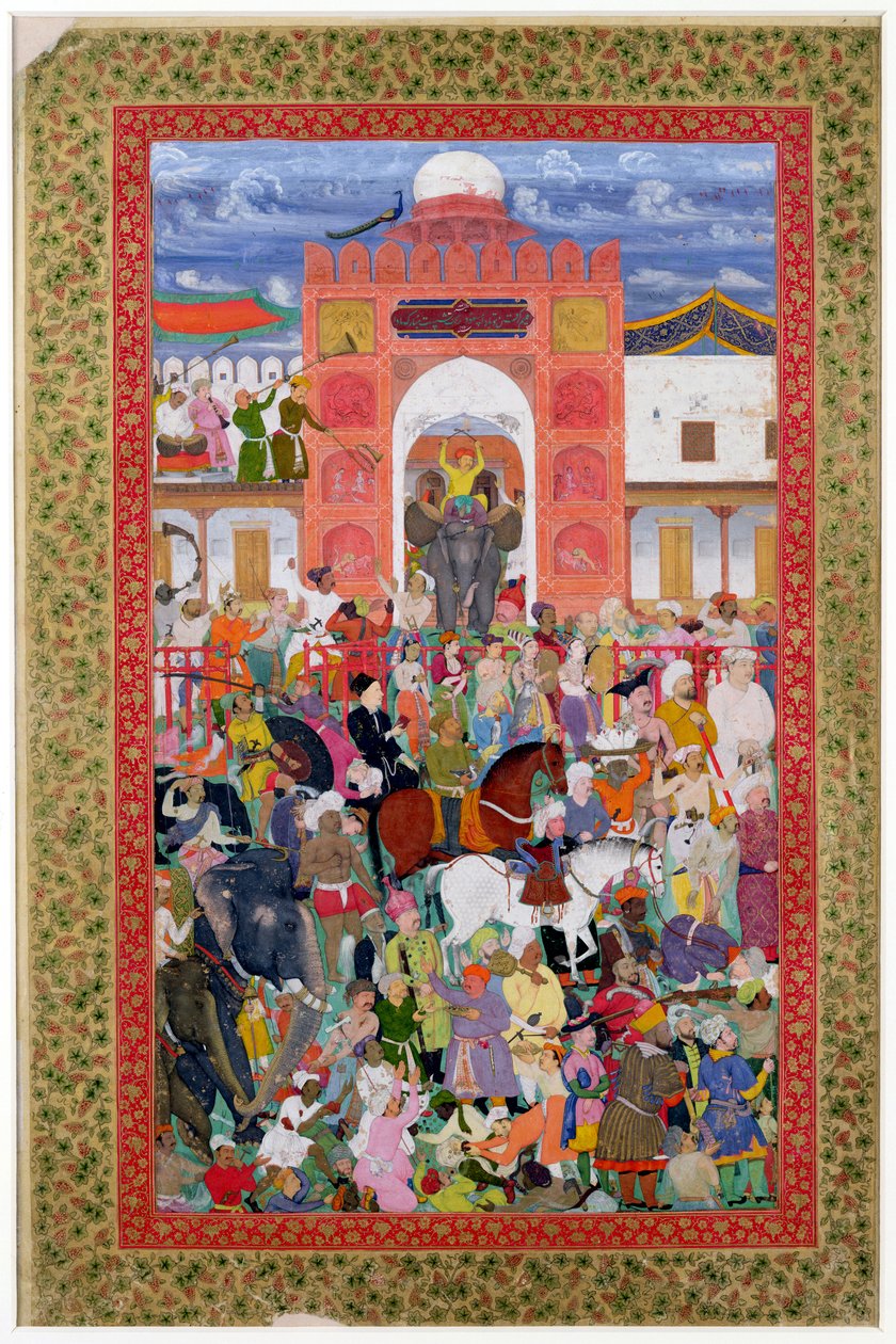 Ms E-14 fol.21a Juhlat keisari Jahangirin (1569-1627) kruunajaisten kunniaksi 1605 tekijältä Indian School