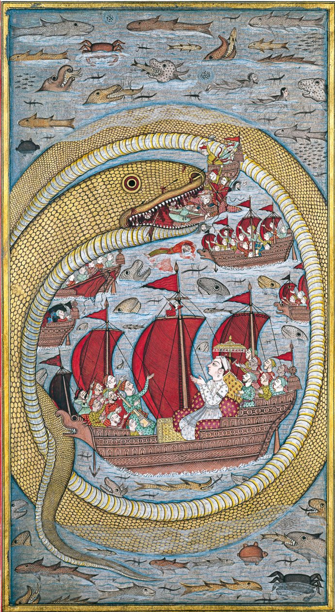 Merikäärme nielee kuninkaallisen laivaston, 1670 tekijältä Indian Art