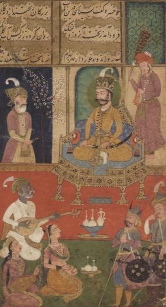 48,6/2 fol. 69 Prinssi Khusraun vierailu Armeniaan, "Khusrau ja Shirin", Deccani-koulu tekijältä Indian School