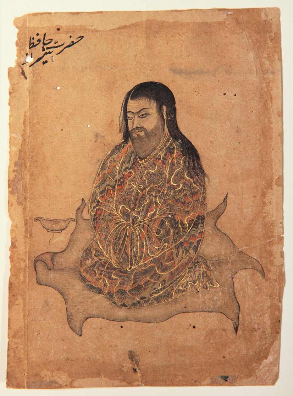 Dervish, istuu mietiskelyssä, n. 1650 (läpinäkymätön wc ja kultaa paperilla) tekijältä Indian School