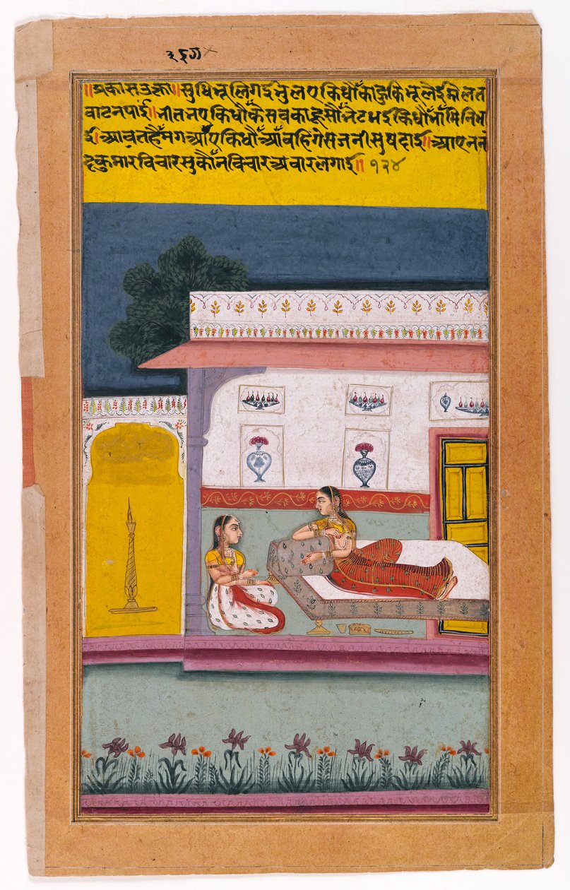 Nayika odottaa rakastajaansa, Bikaner, Rajasthan, n. 1700-25 tekijältä Indian School