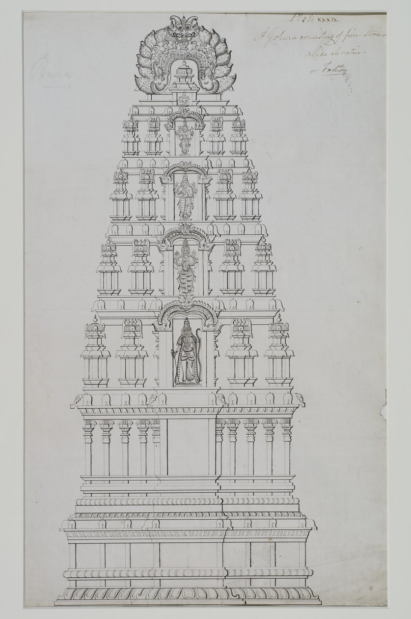 Viisikerroksinen gopuram tekijältä Indian School
