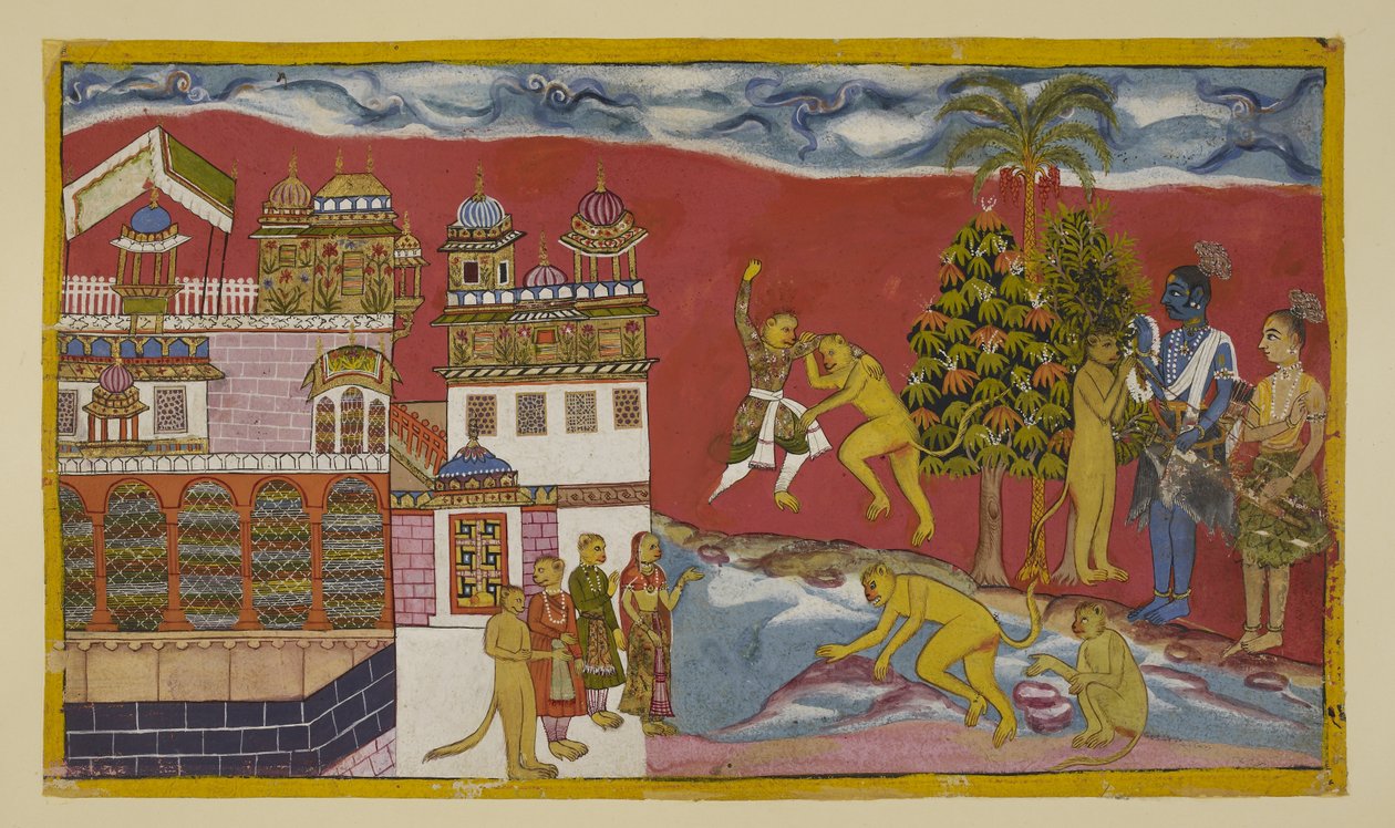 Lisää 15296 (2) f.16r, Takaisin Kiskindhan palatsin ulkopuolelle tekijältä Indian School