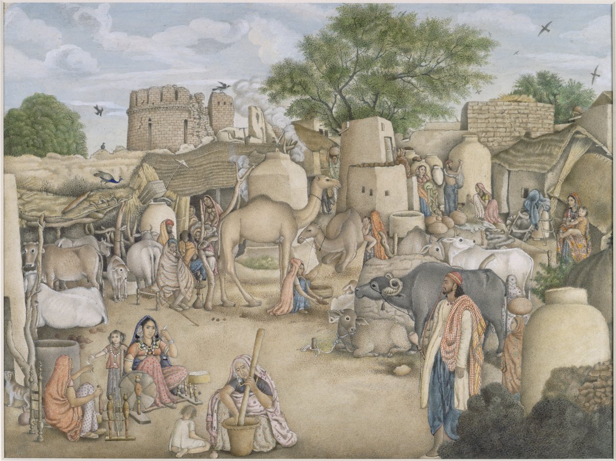 Lisää Or.4057 Katukuva Raniyan kylässä, n. 1816-20 (akvarelli & guassi paperille) tekijältä Indian School