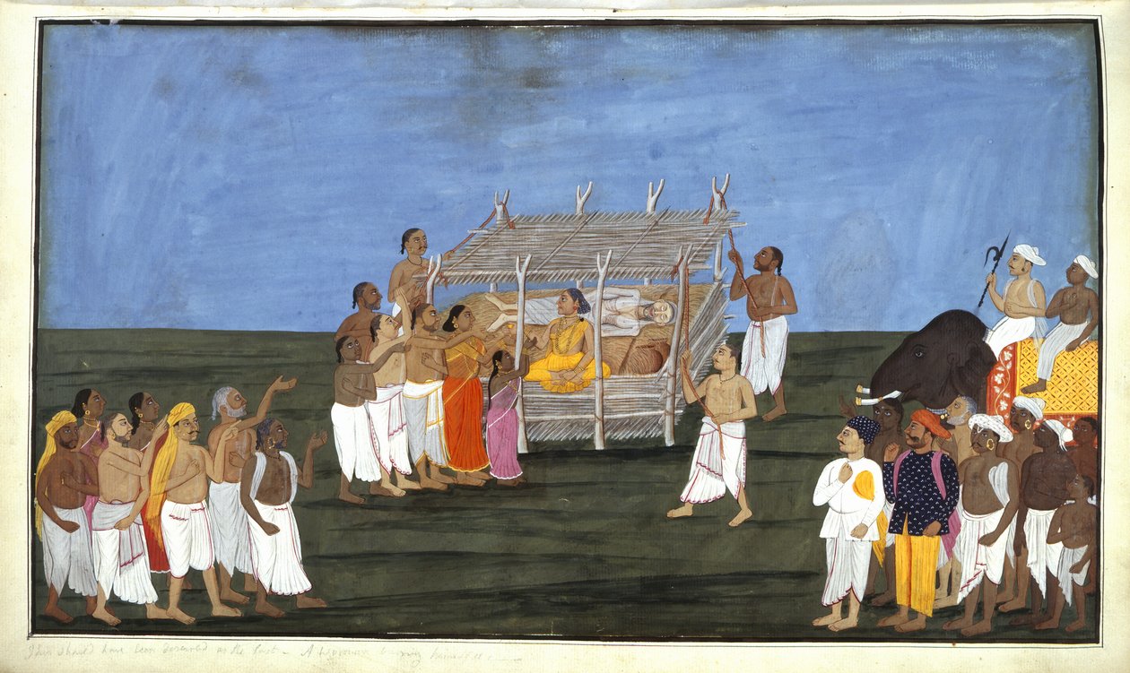 Add Or 4356 Brahmin seremonia, kuvitus julkaisusta "The Lives of the Brahmins", n. 1820 (akvarelli paperille) tekijältä Indian School