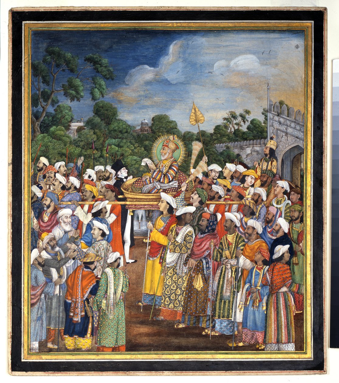 Akbar Shah II vastaanottaa brittiläisen, noin 1810 tekijältä Indian School