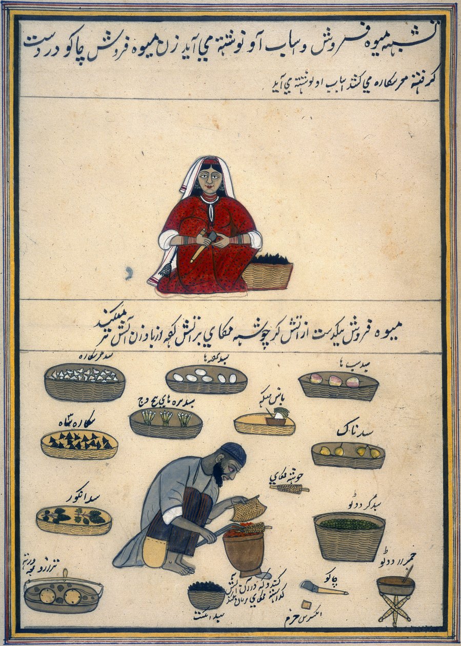 "Album of Kashmiri trades", n. 1860 (akvarelli paperille) tekijältä Indian School