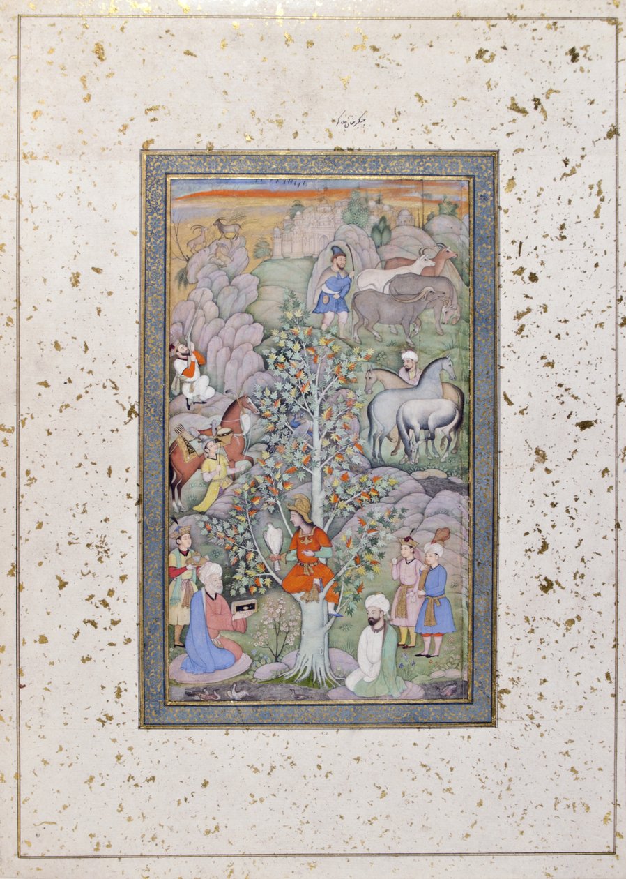 Aleksanteri kyseenalaistaa filosofin, lääkärin ja pikarin, n. 1610 (läpinäkymätön wc ja kulta paperilla) tekijältä Indian School