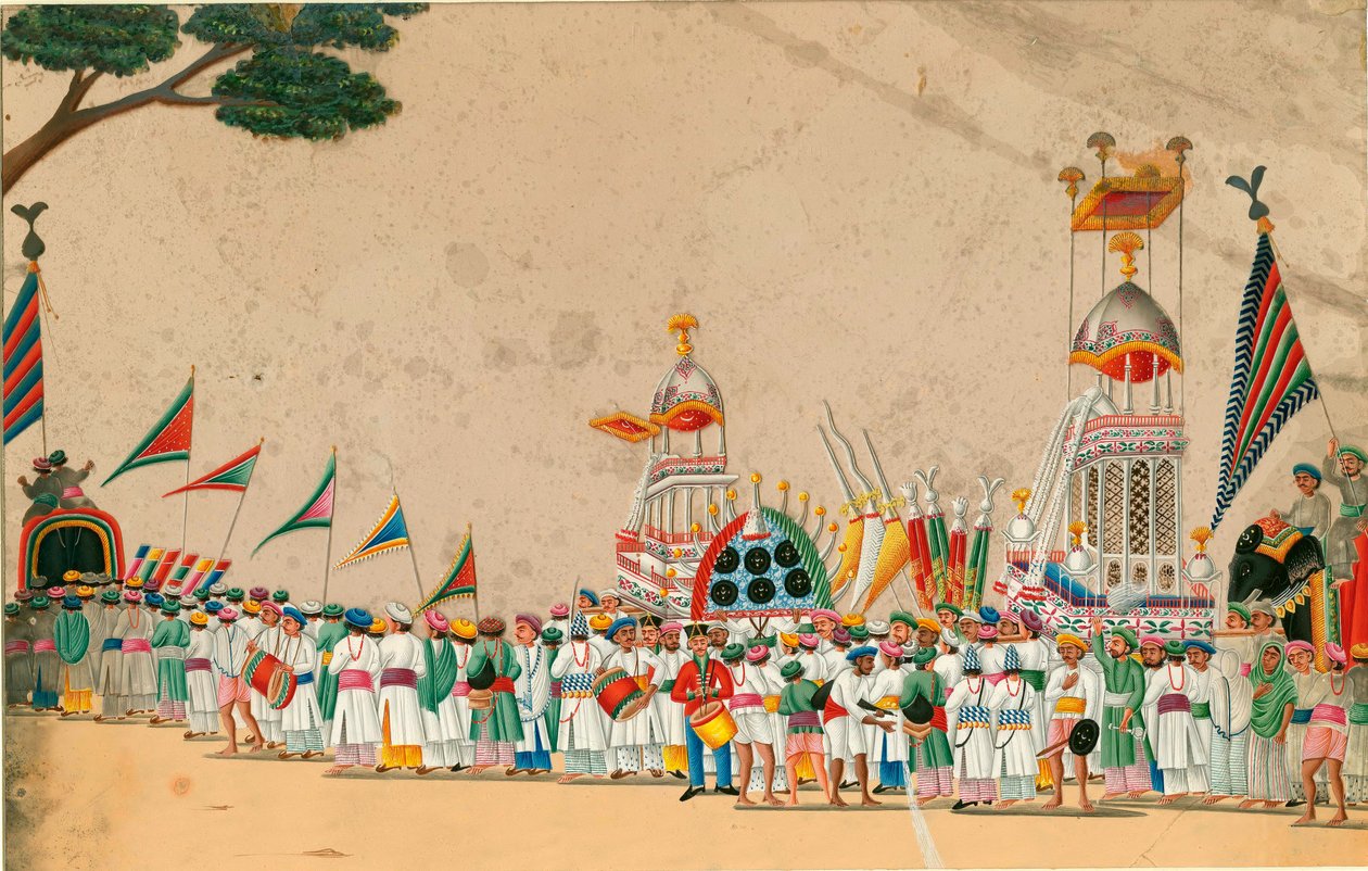 Intialainen taide: Guassikulkue n. 1800 Dim 15x23,7 cm Yksityinen kokoelma tekijältä Indian School