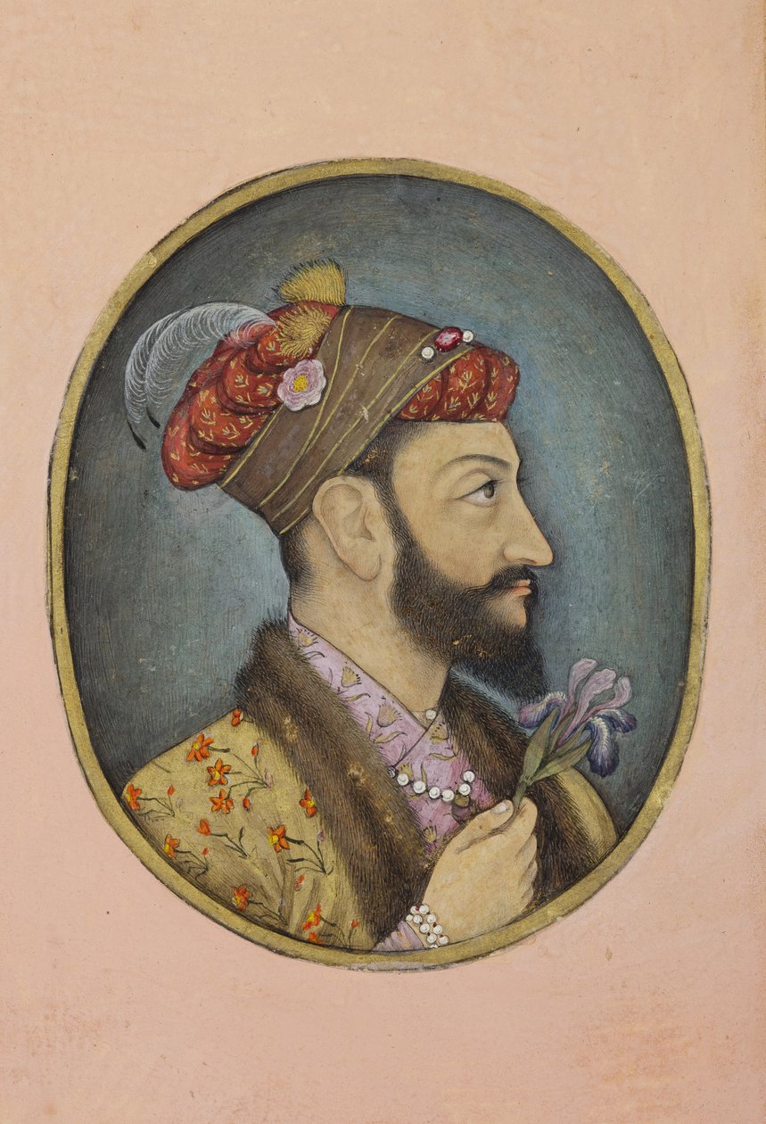 Aurangzeb Bahadur pitelee iiris, n. 1650 (läpinäkymätön wc ja kultaa paperilla) tekijältä Indian School