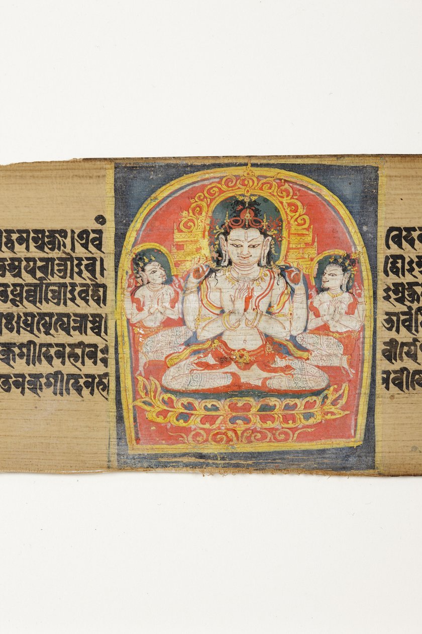 Bodhisattva Sadakshi Awolokiteshwara ja Attendants, CII-1 (OPQ w & inc palmulehdellä) tekijältä Indian School
