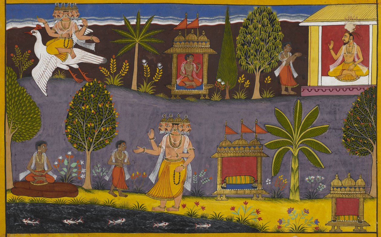 Brahmā tekee Vaiśravaṇasta rikkauden herran; myöhemmin hän konsultoi isäänsä. tekijältä Indian School