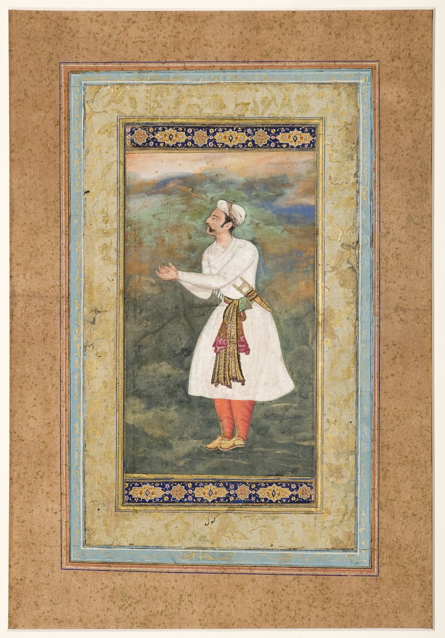 Hovimies seisoo suuressa kunnioituksessa, n. 1575 (läpinäkymätön wc ja kultaa paperilla) tekijältä Indian School