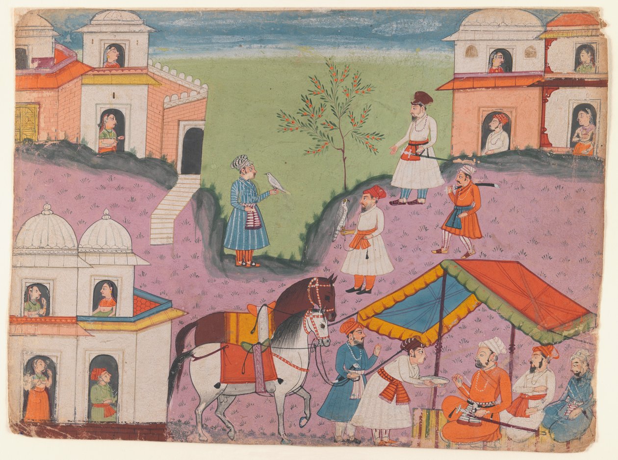 Courtiers escapades, sivu tuntemattomasta kerrontasarjasta, n. 1670 (läpinäkymätön wc paperilla) tekijältä Indian School