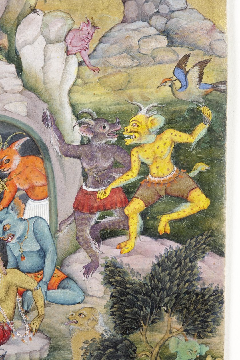 Demonit villissä maisemassa, n. 1600 (läpinäkymätön wc ja kultaa paperilla) tekijältä Indian School