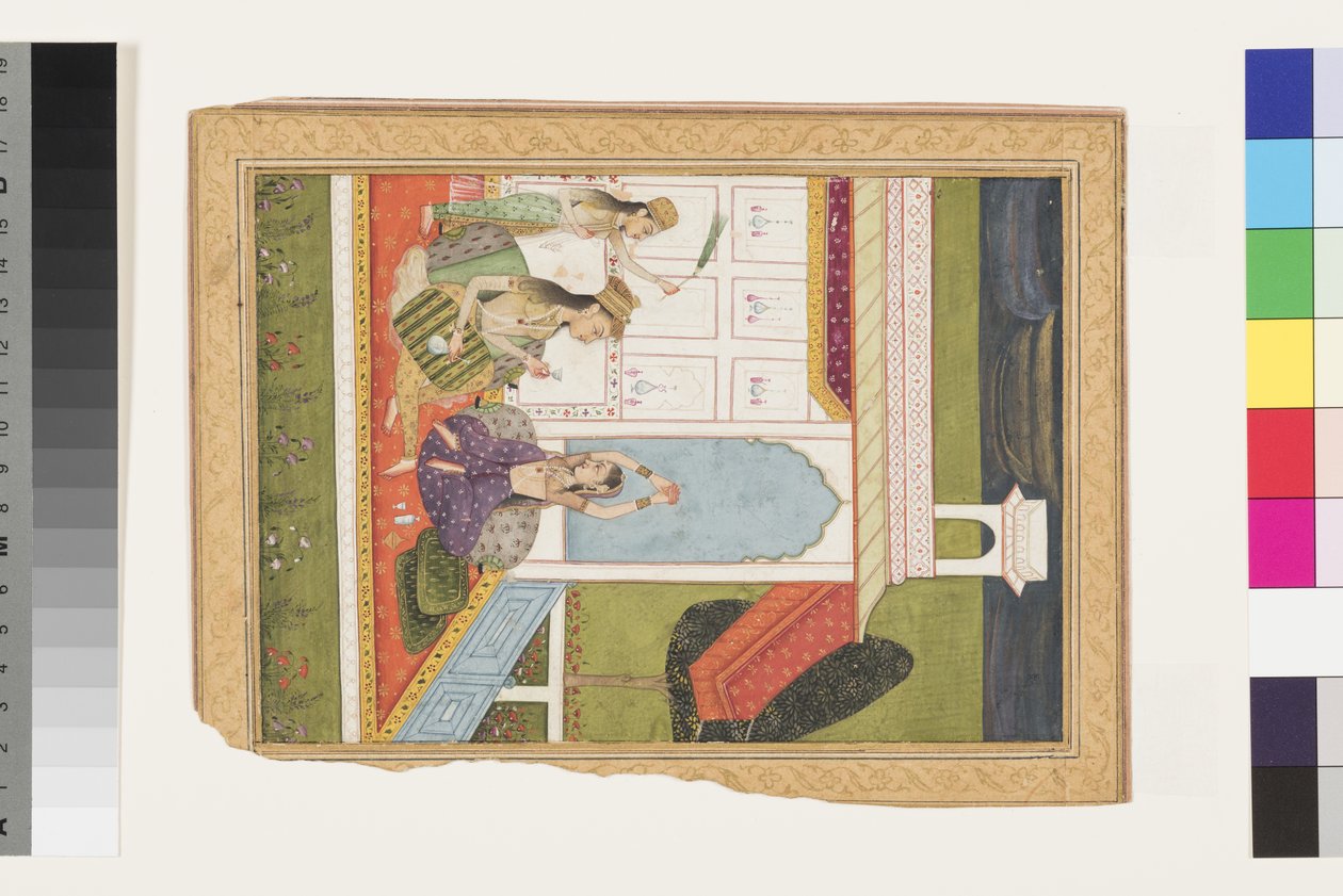 Desavarati Ragini of Dipak, 1700-luvun alku (läpinäkymätön akvarelli ja kulta paperilla) tekijältä Indian School